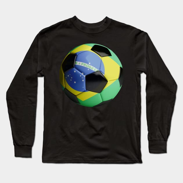 Brazil Flag Soccer Ball Long Sleeve T-Shirt by reapolo